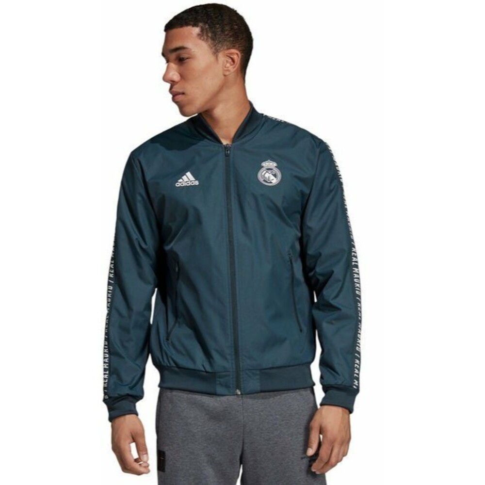 Adidas Vintage Rare Real Madrid Nylon Glanz Anthem Jacket Green White Small